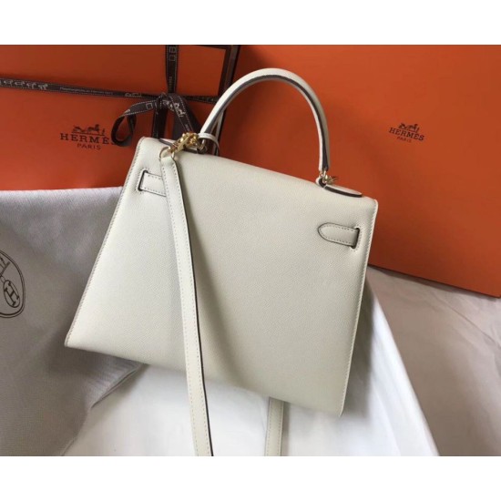 Replica Hermes Kelly 28cm Borsa Sellier Epsom Bianco Riproduzione Fedele Hermes Kelly 28cm Borsa Sellier Epsom Bianco imitazioni