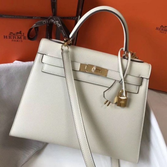 Replica Hermes Kelly 28cm Borsa Sellier Epsom Bianco Riproduzione Fedele Hermes Kelly 28cm Borsa Sellier Epsom Bianco imitazioni