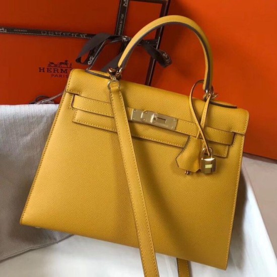 Replica Borsa 1:1 Sellier Hermes Kelly 28 cm Giallo Epsom Riproduzione Fedele Borsa Replica Sellier Hermes Kelly 28 cm Giallo Epsom imitazioni