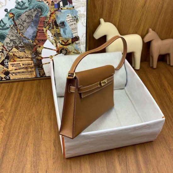 Riproduzione Fedele Hermes Kelly Elan Borse Imitazioni fatta a mano Marrone imitazioni