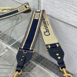 Replica falso Dior Tracolla con Ricamo Anello Tela Blu Riproduzione Fedele falso Dior Tracolla con Ricamo Anello Tela Blu imitazioni
