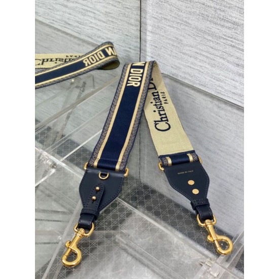 Replica falso Dior Tracolla con Ricamo Anello Tela Blu Riproduzione Fedele falso Dior Tracolla con Ricamo Anello Tela Blu imitazioni