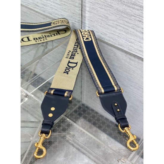 Replica falso Dior Tracolla con Ricamo Anello Tela Blu Riproduzione Fedele falso Dior Tracolla con Ricamo Anello Tela Blu imitazioni