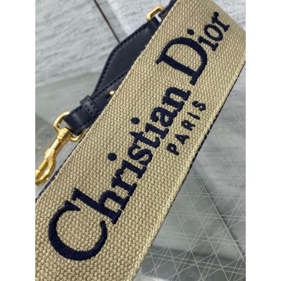 Replica falso Dior Tracolla con Ricamo Anello Tela Blu Riproduzione Fedele falso Dior Tracolla con Ricamo Anello Tela Blu imitazioni