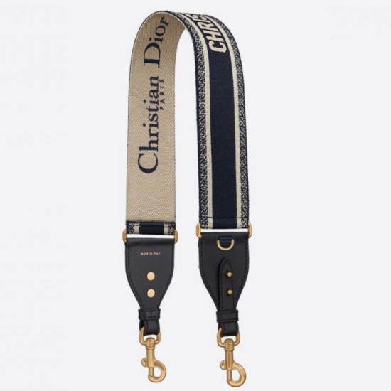Replica falso Dior Tracolla con Ricamo Anello Tela Blu Riproduzione Fedele falso Dior Tracolla con Ricamo Anello Tela Blu imitazioni
