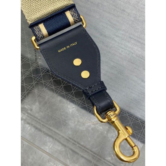 Replica falso Dior Tracolla con Ricamo Anello Tela Blu Riproduzione Fedele falso Dior Tracolla con Ricamo Anello Tela Blu imitazioni