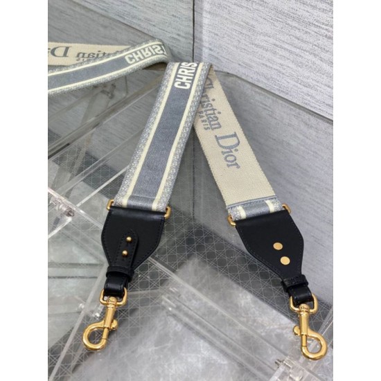 Replica falso Dior Tracolla con Ricamo Anello Tela Grigio Riproduzione Fedele falso Dior Tracolla con Ricamo Anello Tela Grigio imitazioni