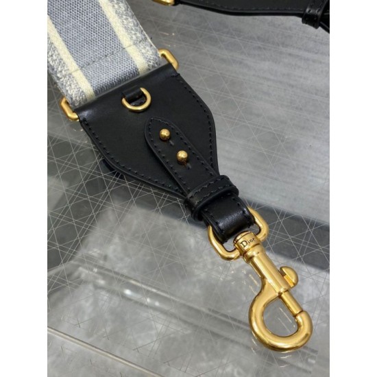 Replica falso Dior Tracolla con Ricamo Anello Tela Grigio Riproduzione Fedele falso Dior Tracolla con Ricamo Anello Tela Grigio imitazioni