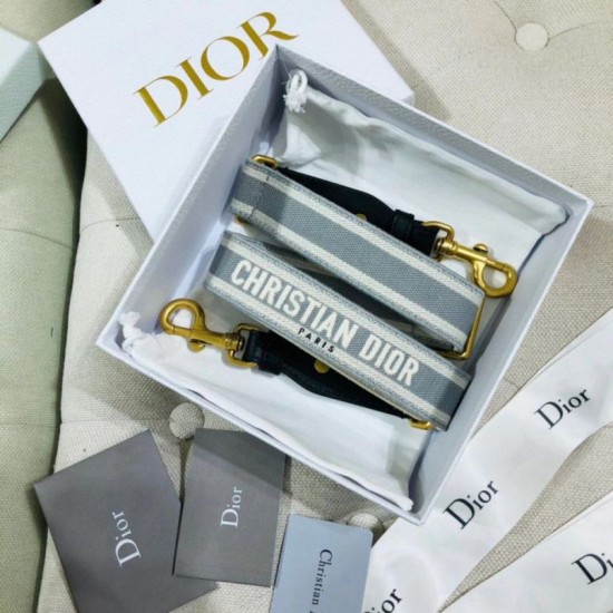 Replica falso Dior Tracolla Regolabile con Ricamo Grigio Riproduzione Fedele falso Dior Tracolla Regolabile con Ricamo Grigio imitazioni