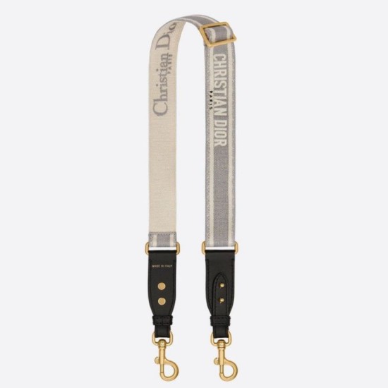 Replica falso Dior Tracolla Regolabile con Ricamo Grigio Riproduzione Fedele falso Dior Tracolla Regolabile con Ricamo Grigio imitazioni