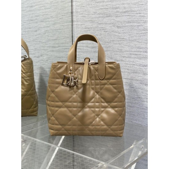 Riproduzione Fedele replica tote verticale Dior piccola/media Dior Toujours marrone imitazioni