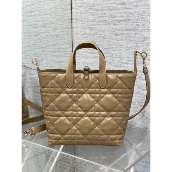 Riproduzione Fedele replica tote verticale Dior piccola/media Dior Toujours marrone imitazioni