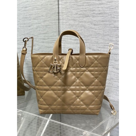 Riproduzione Fedele replica tote verticale Dior piccola/media Dior Toujours marrone imitazioni