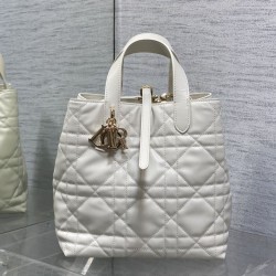 Riproduzione Fedele Imitazione Borsa tote verticale Dior piccola/media Dior Toujours bianca imitazioni