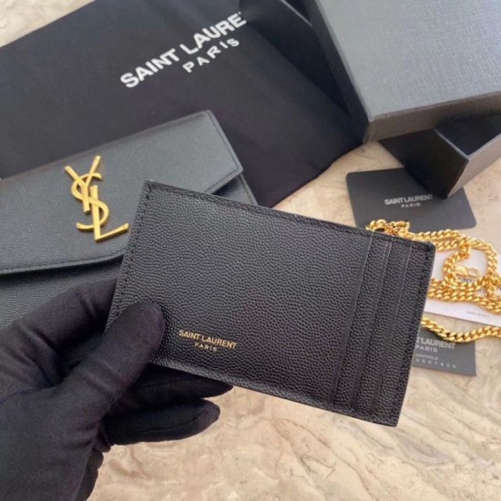 Replica Borsa Portafoglio YSL Saint Laurent WOC Uptown Chain Nero Riproduzione Fedele replica Portafoglio YSL Saint Laurent WOC Uptown Chain Nero imitazioni