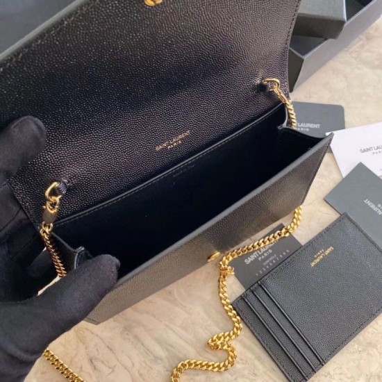 Replica Borsa Portafoglio YSL Saint Laurent WOC Uptown Chain Nero Riproduzione Fedele replica Portafoglio YSL Saint Laurent WOC Uptown Chain Nero imitazioni