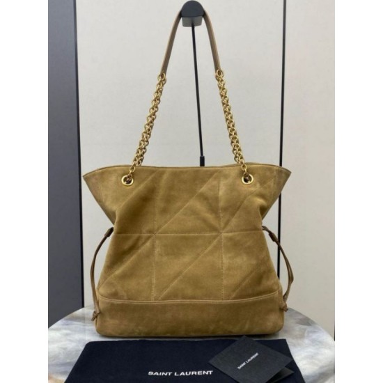 Replica Dettagli perfetti Borse shopping YSL Saint Laurent Jamie 4.3 Pochon grande foglia oro camoscio marrone Riproduzione Fedele Dettagli perfetti Borse Replica shopping YSL Saint Laurent Jamie 4.3 Pochon grande foglia oro camoscio marrone imitazioni