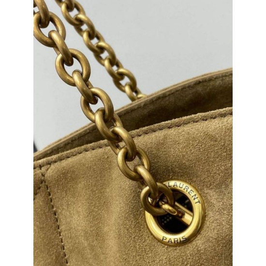 Replica Dettagli perfetti Borse shopping YSL Saint Laurent Jamie 4.3 Pochon grande foglia oro camoscio marrone Riproduzione Fedele Dettagli perfetti Borse Replica shopping YSL Saint Laurent Jamie 4.3 Pochon grande foglia oro camoscio marrone imitazioni