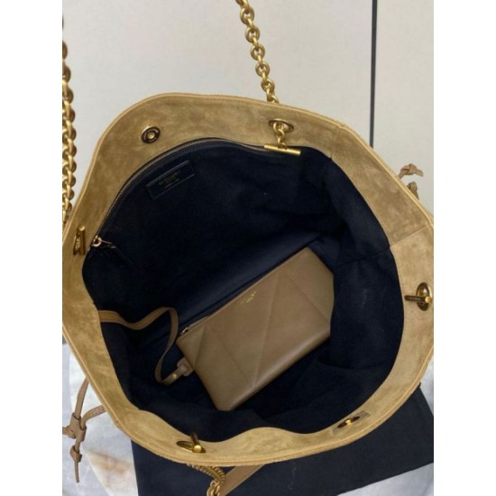 Replica Dettagli perfetti Borse shopping YSL Saint Laurent Jamie 4.3 Pochon grande foglia oro camoscio marrone Riproduzione Fedele Dettagli perfetti Borse Replica shopping YSL Saint Laurent Jamie 4.3 Pochon grande foglia oro camoscio marrone imitazioni