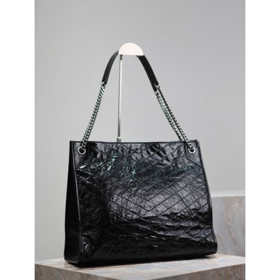 Riproduzione Fedele Dettagli perfetti Borse Firmate Replica shopping grande vintage stropicciata YSL Saint Laurent Niki Nero imitazioni
