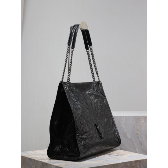 Riproduzione Fedele Dettagli perfetti Borse Firmate Replica shopping grande vintage stropicciata YSL Saint Laurent Niki Nero imitazioni