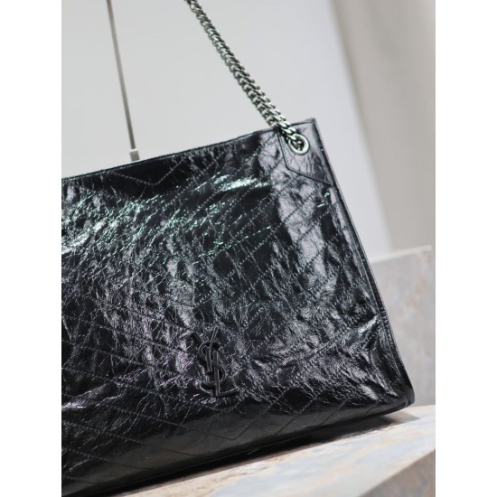 Riproduzione Fedele Dettagli perfetti Borse Firmate Replica shopping grande vintage stropicciata YSL Saint Laurent Niki Nero imitazioni