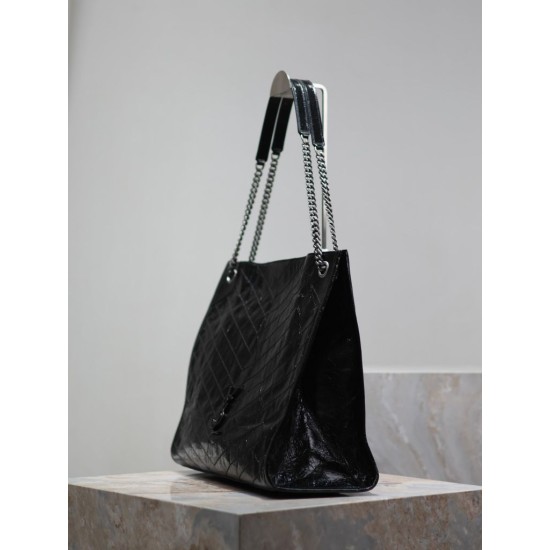 Riproduzione Fedele Dettagli perfetti Borse Firmate Replica shopping grande vintage stropicciata YSL Saint Laurent Niki Nero imitazioni