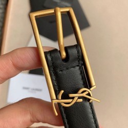 Riproduzione Fedele replica Nuova fibbia Cassandre YSL Saint Laurent Cintura 20MM Nero imitazioni