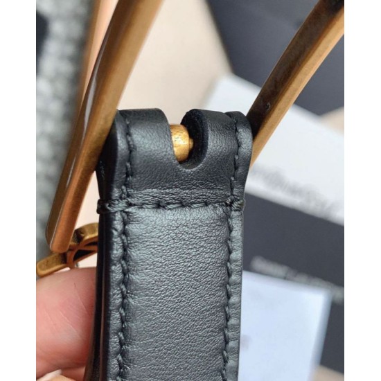 Replica Borsa Nuova fibbia Cassandre YSL Saint Laurent Cintura 20MM Nero Riproduzione Fedele replica Nuova fibbia Cassandre YSL Saint Laurent Cintura 20MM Nero imitazioni