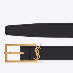 Riproduzione Fedele replica Nuova fibbia Cassandre YSL Saint Laurent Cintura 20MM Nero imitazioni