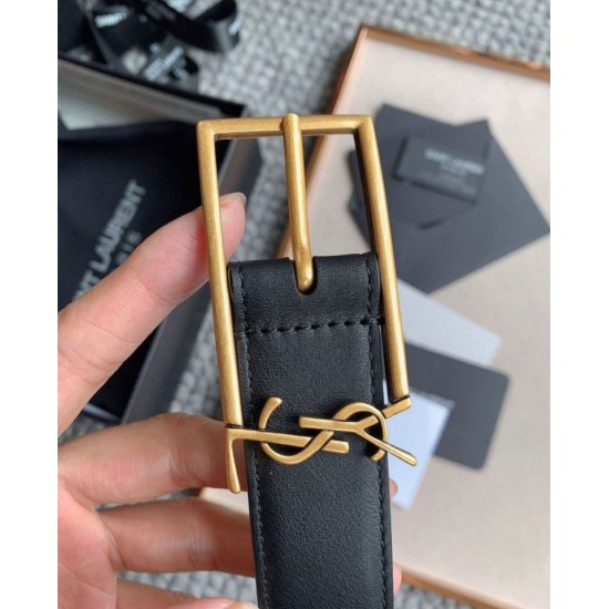 Replica Dettagli perfetti Cintura YSL Saint Laurent New Cassandre Buckle 30MM Nero Riproduzione Fedele Dettagli perfetti Cintura YSL Saint Laurent New Cassandre Buckle 30MM Nero imitazioni