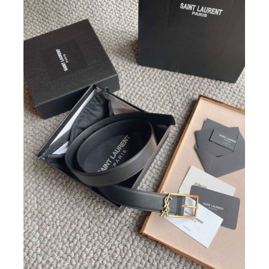 Replica Dettagli perfetti Cintura YSL Saint Laurent New Cassandre Buckle 30MM Nero Riproduzione Fedele Dettagli perfetti Cintura YSL Saint Laurent New Cassandre Buckle 30MM Nero imitazioni
