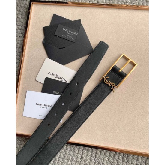 Replica Dettagli perfetti Cintura YSL Saint Laurent New Cassandre Buckle 30MM Nero Riproduzione Fedele Dettagli perfetti Cintura YSL Saint Laurent New Cassandre Buckle 30MM Nero imitazioni