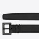 Riproduzione Fedele Cintura YSL Saint Laurent Cassandre Square Buckle 20MM Tutto Nero imitazioni