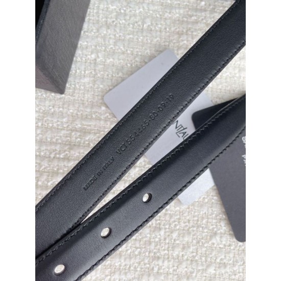 Riproduzione Fedele Cintura YSL Saint Laurent Cassandre Square Buckle 20MM Nero imitazioni