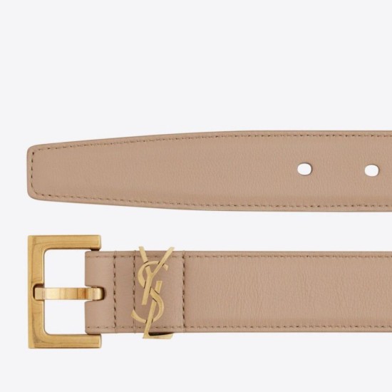 Replica Alta gamma Cintura YSL Saint Laurent Cassandre Square Buckle 30MM Beige Riproduzione Fedele Alta gamma replica Cintura YSL Saint Laurent Cassandre Square Buckle 30MM Beige imitazioni