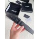 Riproduzione Fedele replica Cintura YSL Saint Laurent Cassandre Square Buckle 30MM Tutto Nero imitazioni