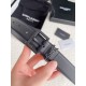 Riproduzione Fedele replica Cintura YSL Saint Laurent Cassandre Square Buckle 30MM Tutto Nero imitazioni