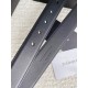 Riproduzione Fedele replica Cintura YSL Saint Laurent Cassandre Square Buckle 30MM Tutto Nero imitazioni