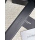 Riproduzione Fedele replica Cintura YSL Saint Laurent Cassandre Square Buckle 30MM Tutto Nero imitazioni
