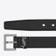 Riproduzione Fedele replica Cintura YSL Saint Laurent Cassandre Square Buckle 30MM Noir imitazioni