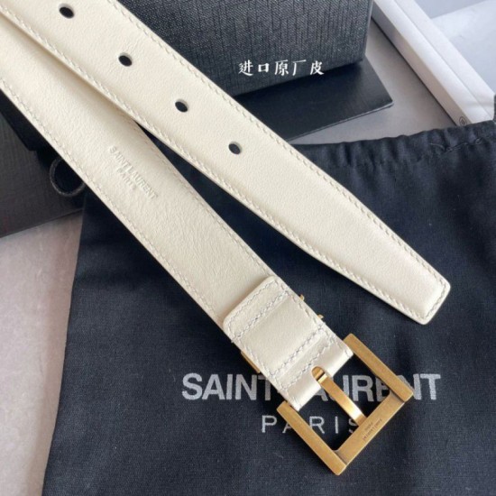 Replica Borsa Cintura YSL Saint Laurent Cassandre Square Buckle 30MM Bianco Riproduzione Fedele replica Cintura YSL Saint Laurent Cassandre Square Buckle 30MM Bianco imitazioni
