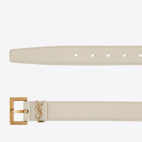 Replica Borsa Cintura YSL Saint Laurent Cassandre Square Buckle 30MM Bianco Riproduzione Fedele replica Cintura YSL Saint Laurent Cassandre Square Buckle 30MM Bianco imitazioni