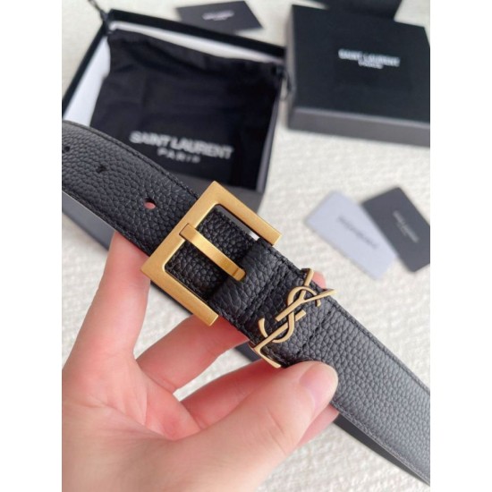 Replica Borsa Cintura YSL Saint Laurent Cassandre Square Buckle 20MM Nero Riproduzione Fedele replica Cintura YSL Saint Laurent Cassandre Square Buckle 20MM Nero imitazioni