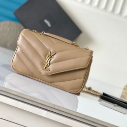 Replica YSL Saint Laurent LouLou Small Bag Matelasse Beige Riproduzione Fedele YSL Saint Laurent LouLou Small Bag Matelasse Beige imitazioni