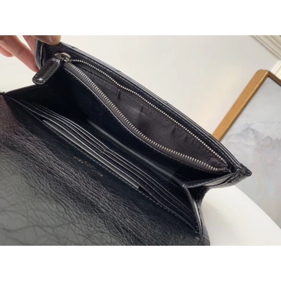 Replica Portafoglio grande Niki YSL Saint Laurent Crinkled Vintage Nero Riproduzione Fedele Portafoglio grande Niki YSL Saint Laurent Crinkled Vintage Nero imitazioni