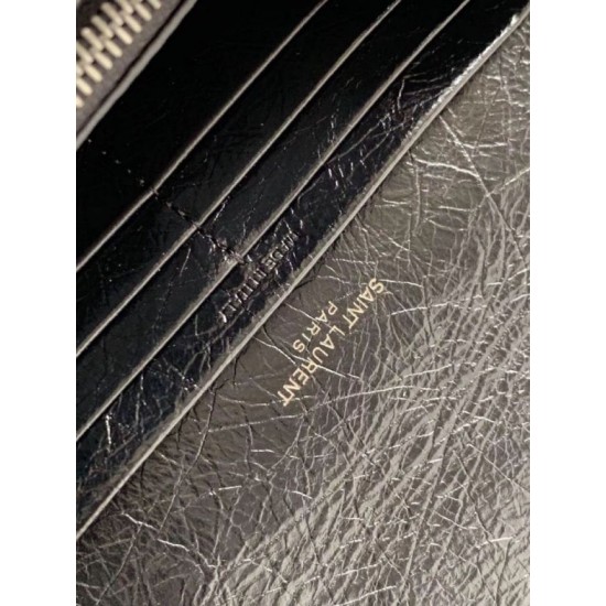 Replica Portafoglio grande Niki YSL Saint Laurent Crinkled Vintage Nero Riproduzione Fedele Portafoglio grande Niki YSL Saint Laurent Crinkled Vintage Nero imitazioni