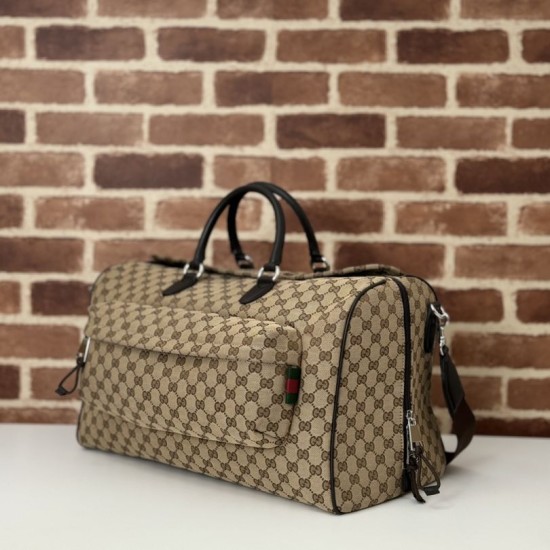 Replica Borsa da viaggio Gucci media in tela GG Gucci da uomo 802095 marrone Riproduzione Fedele Borsa da viaggio Gucci media in tela GG Replica Gucci da uomo 802095 marrone imitazioni