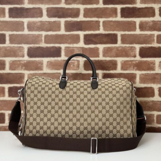 Replica Borsa da viaggio Gucci media in tela GG Gucci da uomo 802095 marrone Riproduzione Fedele Borsa da viaggio Gucci media in tela GG Replica Gucci da uomo 802095 marrone imitazioni