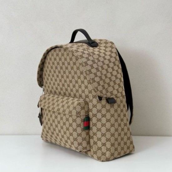 Riproduzione Fedele Zaino Gucci medio in tela GG Replica Gucci da uomo 824624 marrone imitazioni